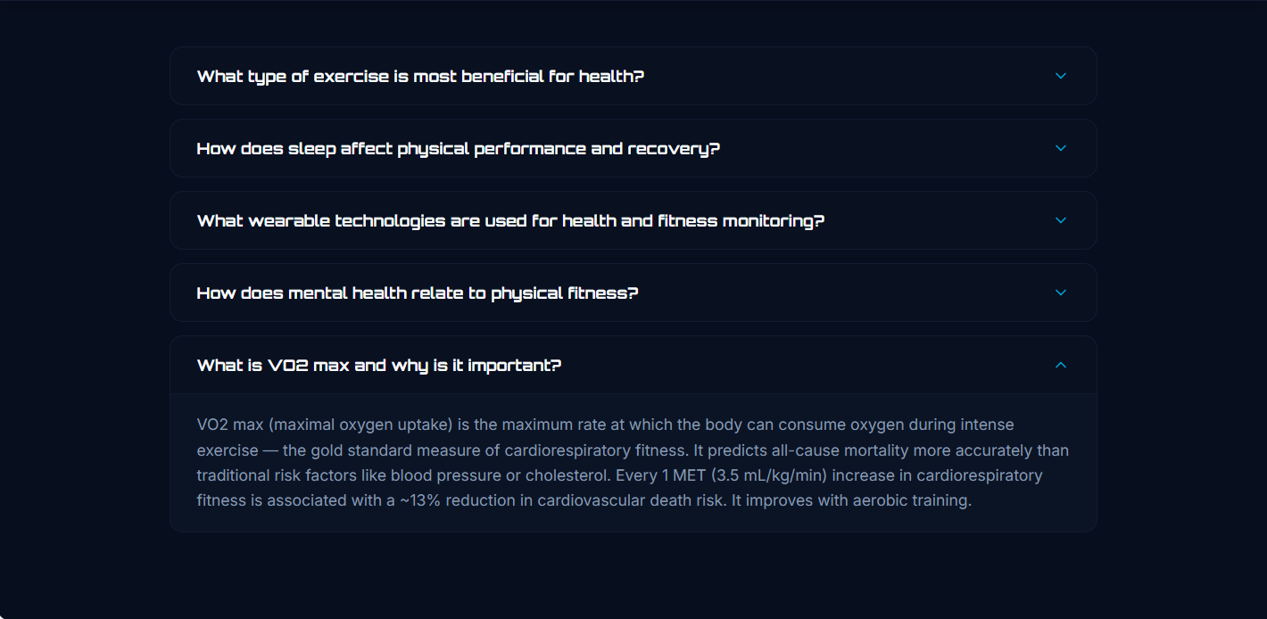 VO2 Max FAQ clicked content